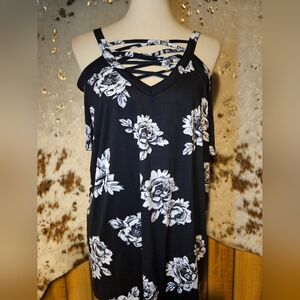 Black Floral Strappy Top